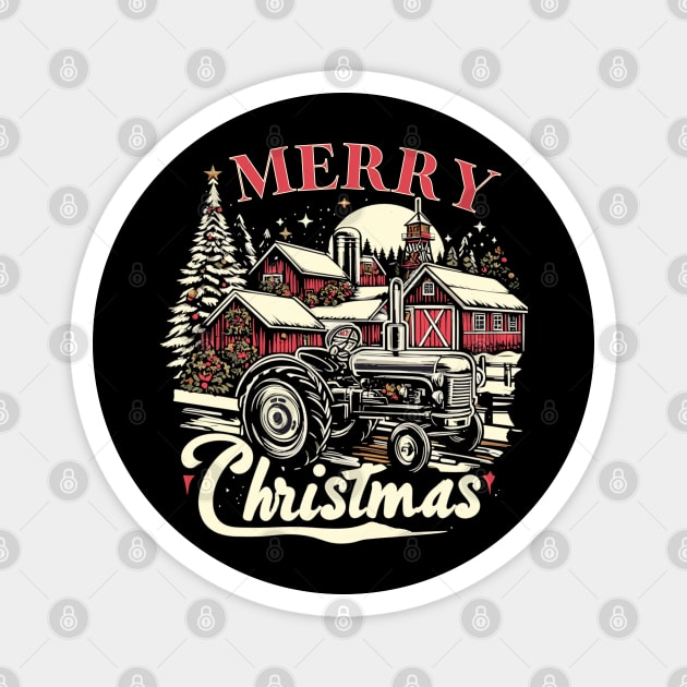 Christmas Tractor Edition Magnet by AlephArt